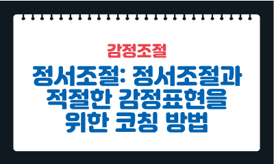 [감정조절] 정서조절: 정서조절과 적절한 감정표현을 위한 코칭 방법